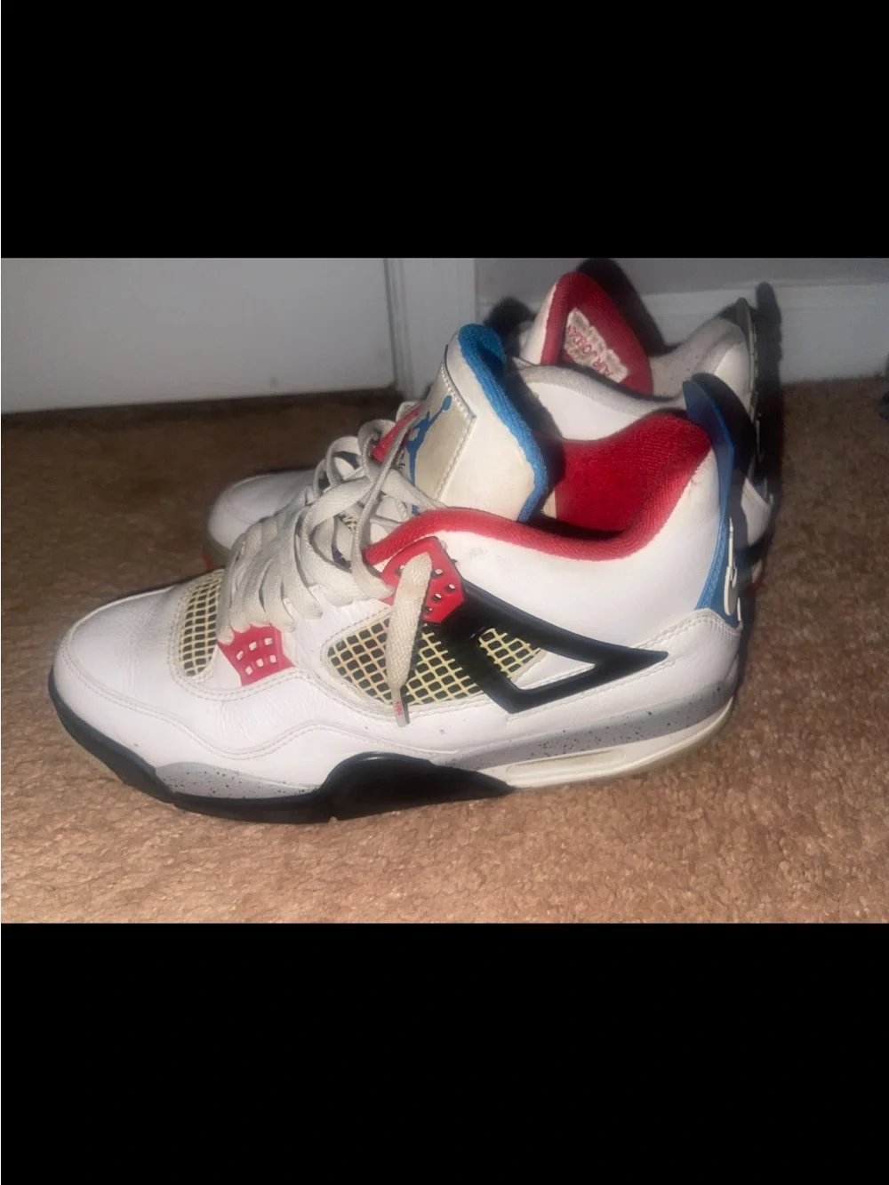 Jordan Men’s White Red and Blue Retro Sneakers
